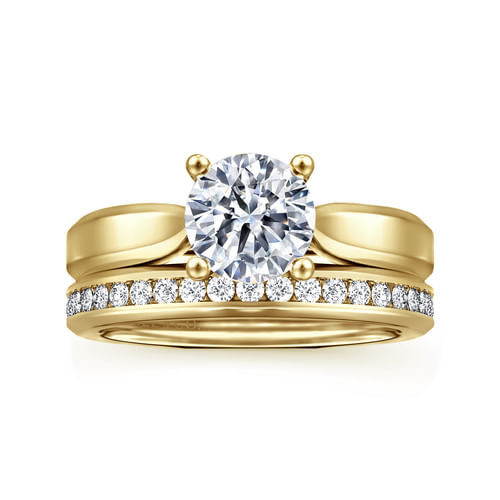 14K Yellow Gold Round Diamond Engagement Ring