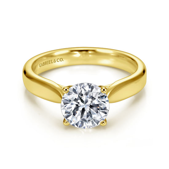 Gabriel - 14K Yellow Gold Round Diamond Engagement Ring