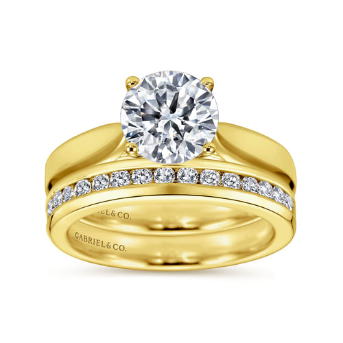14K Yellow Gold Round Diamond Engagement Ring