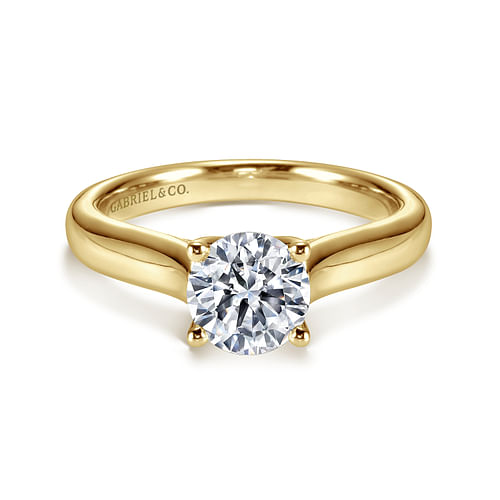 14K Yellow Gold Round Diamond Engagement Ring