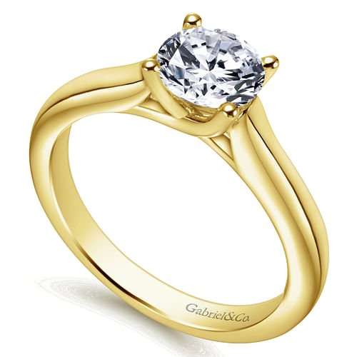 14K Yellow Gold Round Diamond Engagement Ring