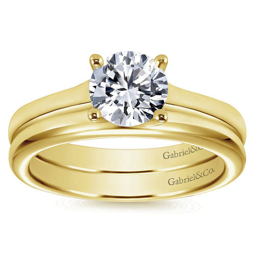 14K Yellow Gold Round Diamond Engagement Ring