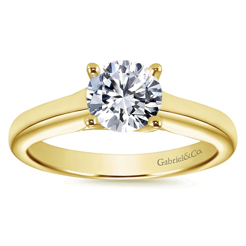 14K Yellow Gold Round Diamond Engagement Ring