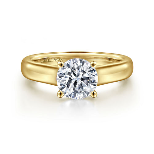 14K Yellow Gold Round Diamond Engagement Ring