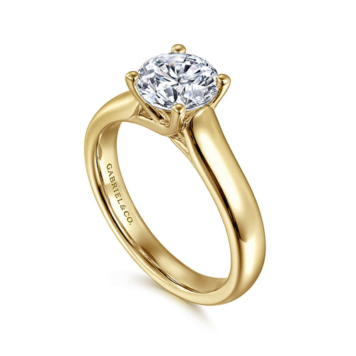 14K Yellow Gold Round Diamond Engagement Ring