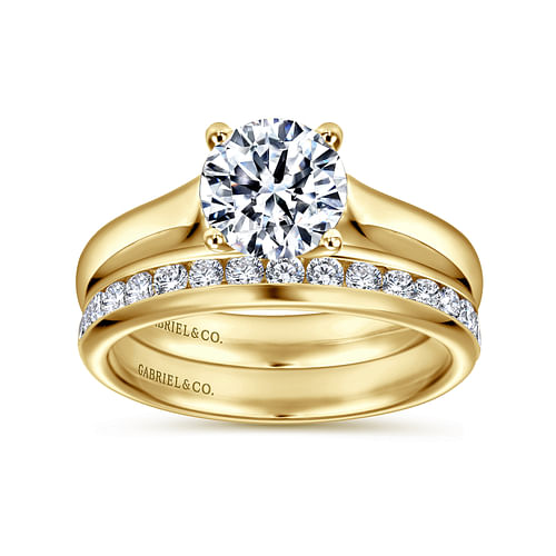 14K Yellow Gold Round Diamond Engagement Ring