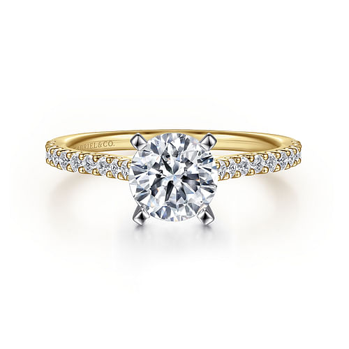 14K Yellow Gold Round Diamond Engagement Ring