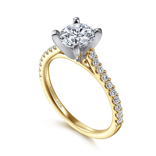 14K Yellow Gold Round Diamond Engagement Ring