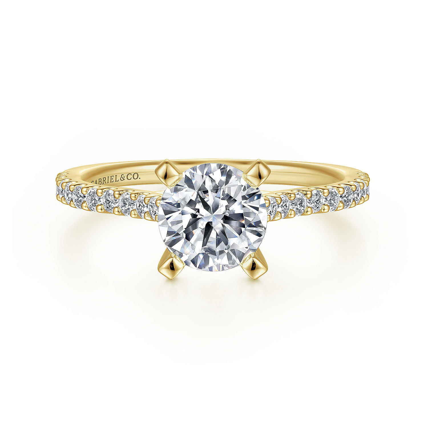 14K Yellow Gold Round Diamond Engagement Ring