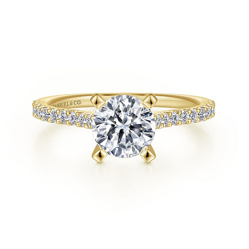 14K Yellow Gold Round Diamond Engagement Ring