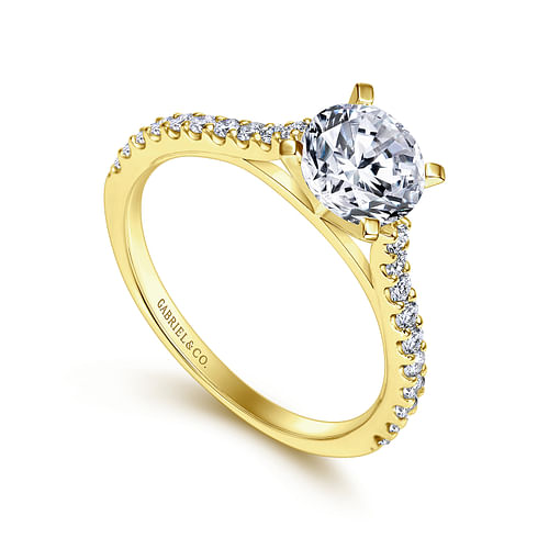 14K Yellow Gold Round Diamond Engagement Ring