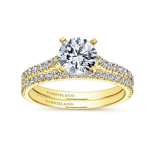 14K Yellow Gold Round Diamond Engagement Ring