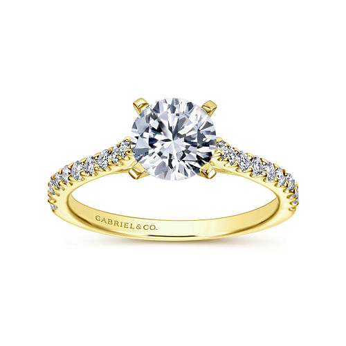 14K Yellow Gold Round Diamond Engagement Ring