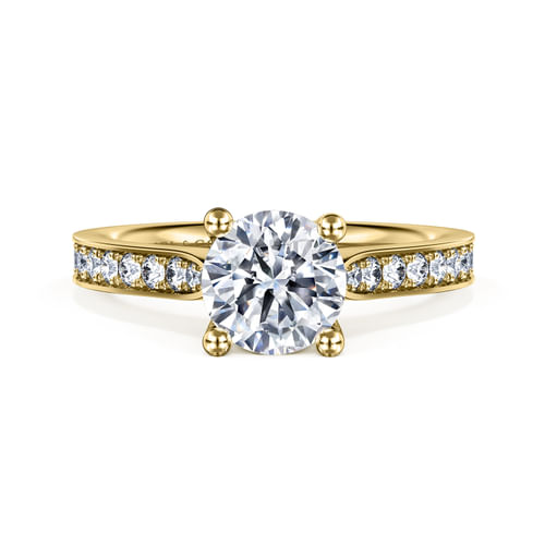 14K Yellow Gold Round Diamond Engagement Ring