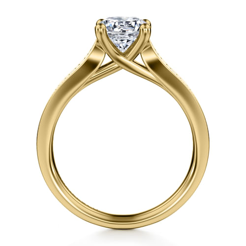 14K Yellow Gold Round Diamond Engagement Ring