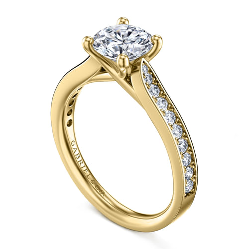 14K Yellow Gold Round Diamond Engagement Ring