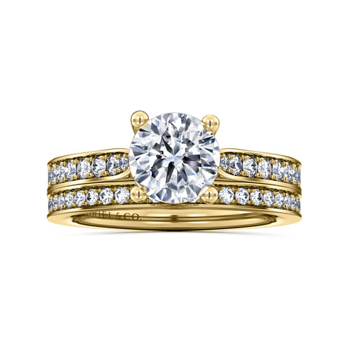 14K Yellow Gold Round Diamond Engagement Ring