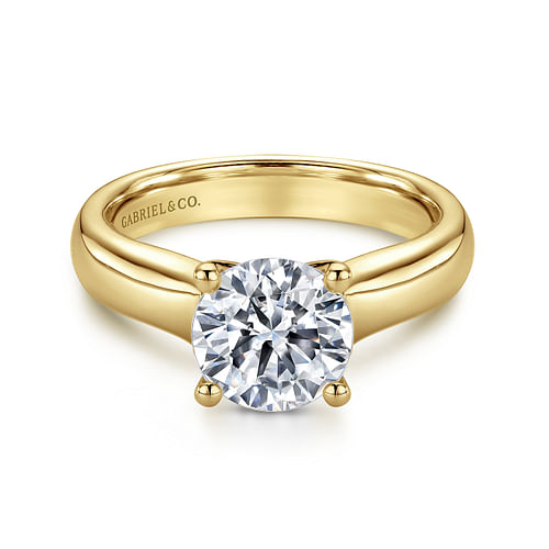 14K Yellow Gold Round Diamond Engagement Ring