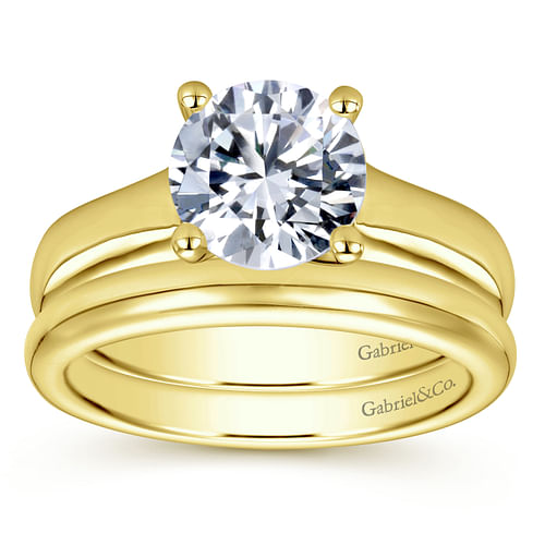 14K Yellow Gold Round Diamond Engagement Ring