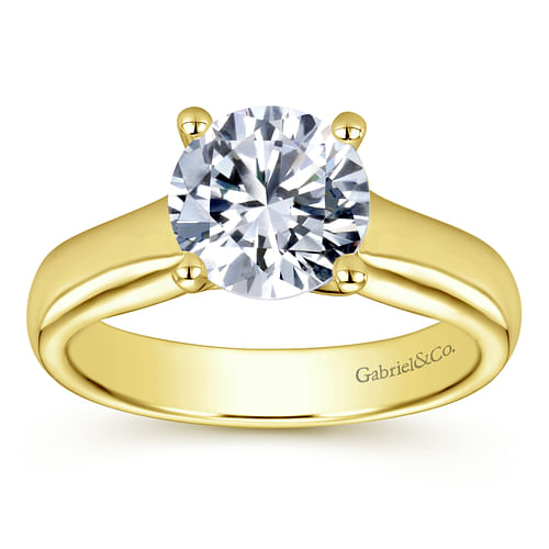 14K Yellow Gold Round Diamond Engagement Ring