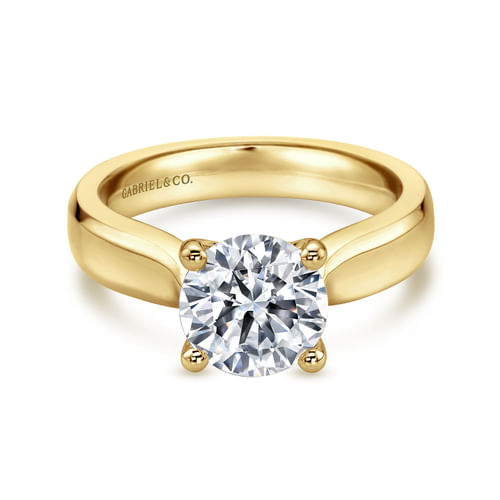 14K Yellow Gold Round Diamond Engagement Ring