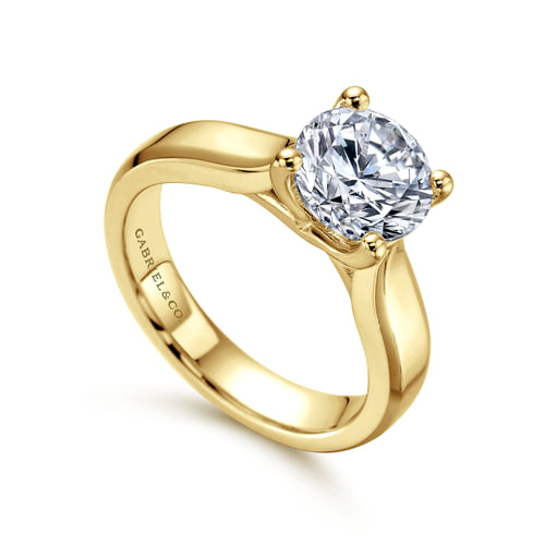 14K Yellow Gold Round Diamond Engagement Ring