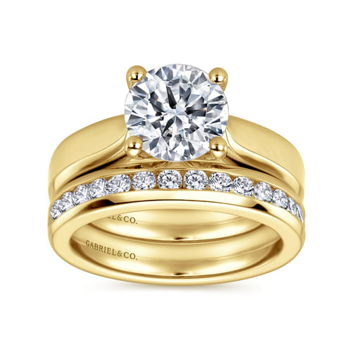 14K Yellow Gold Round Diamond Engagement Ring