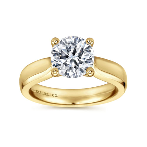 14K Yellow Gold Round Diamond Engagement Ring