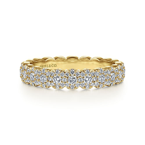 14K Yellow Gold Round Diamond Halo Anniversary Band