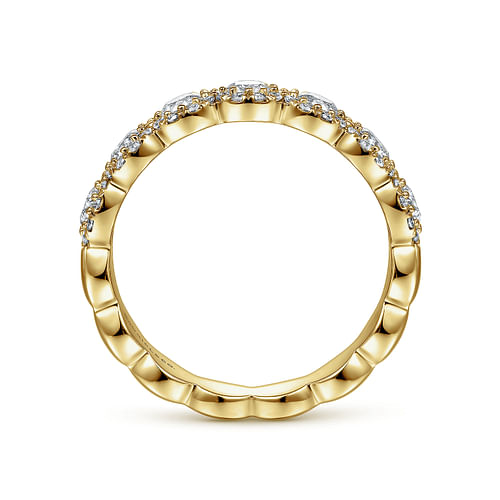 14K Yellow Gold Round Diamond Halo Anniversary Band