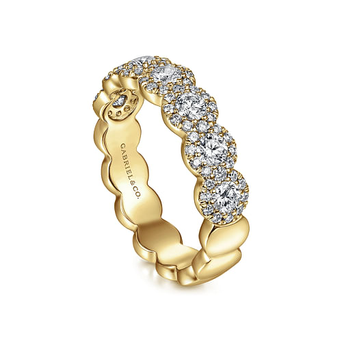 14K Yellow Gold Round Diamond Halo Anniversary Band