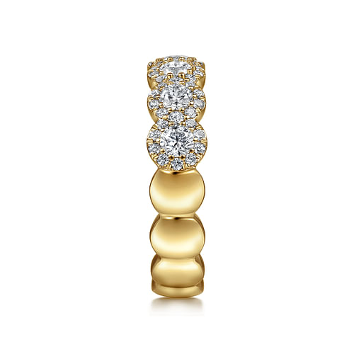 14K Yellow Gold Round Diamond Halo Anniversary Band