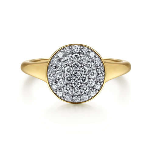 14K Yellow Gold Round Diamond Pavé Ring