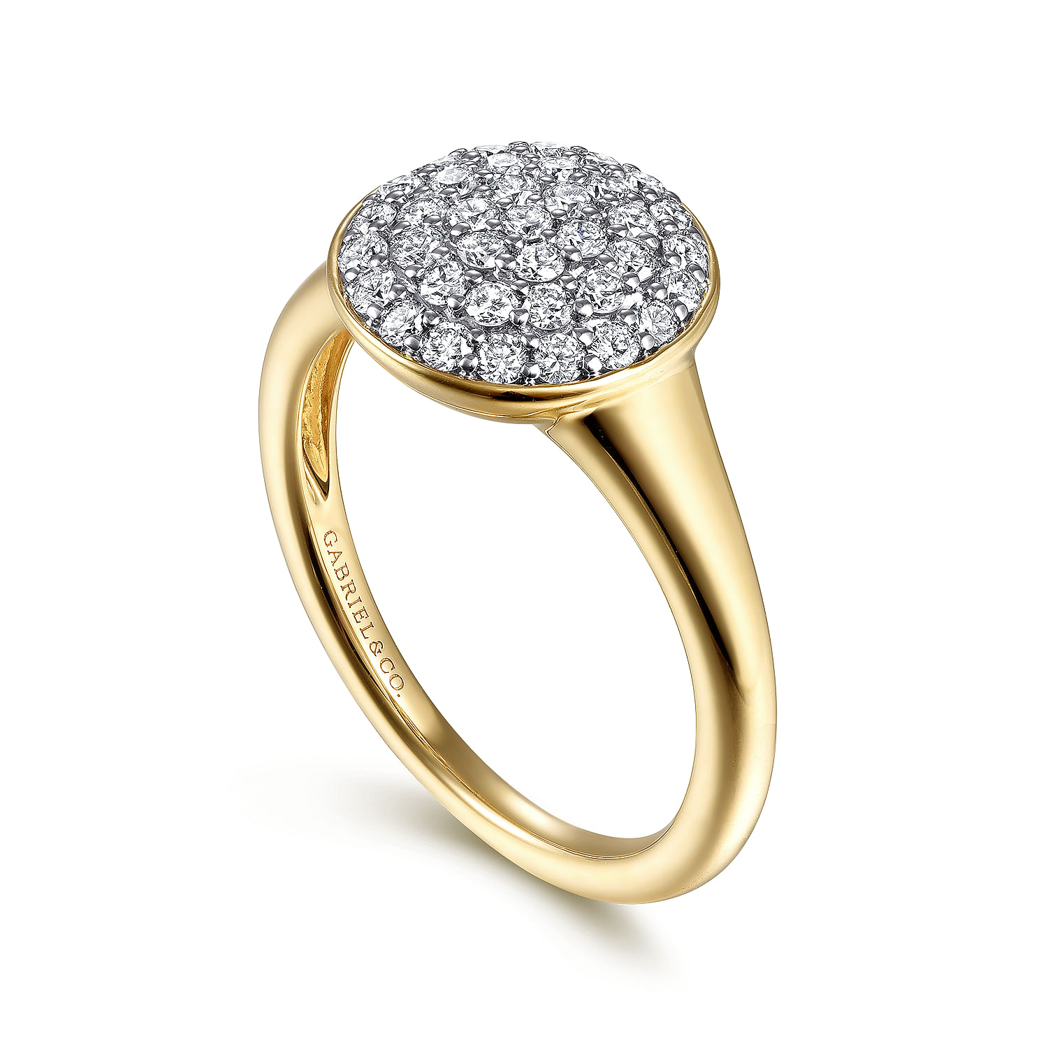 14K Yellow Gold Round Diamond Pavé Ring