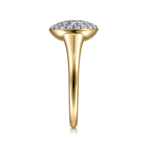 14K Yellow Gold Round Diamond Pavé Ring