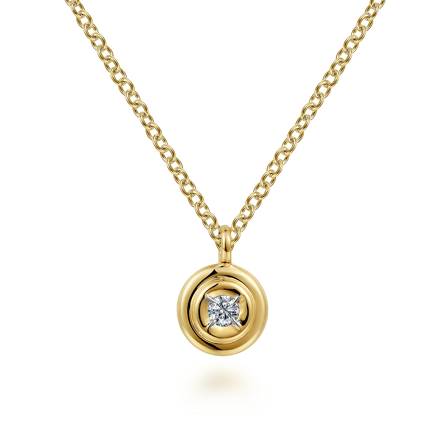 Gabriel - 14K Yellow Gold Round Diamond Pendant Necklace