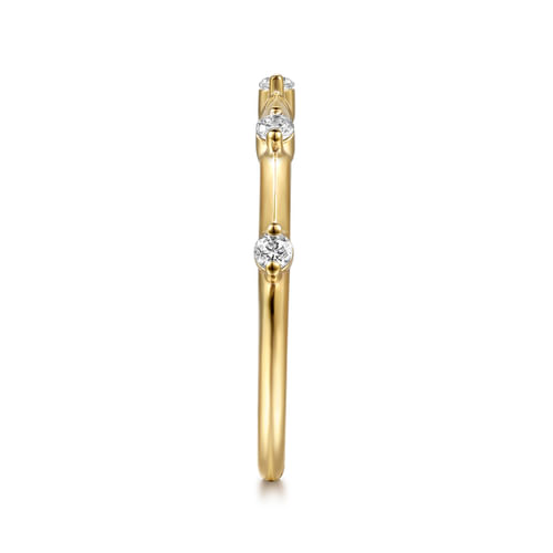 14K Yellow Gold Round Diamond Station Anniversary Band