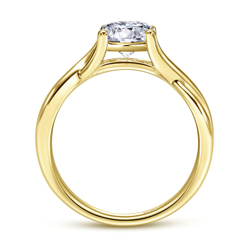14K Yellow Gold Round Diamond Twisted Engagement Ring