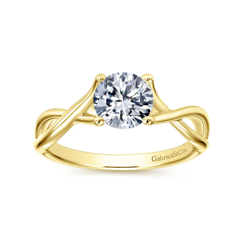 14K Yellow Gold Round Diamond Twisted Engagement Ring