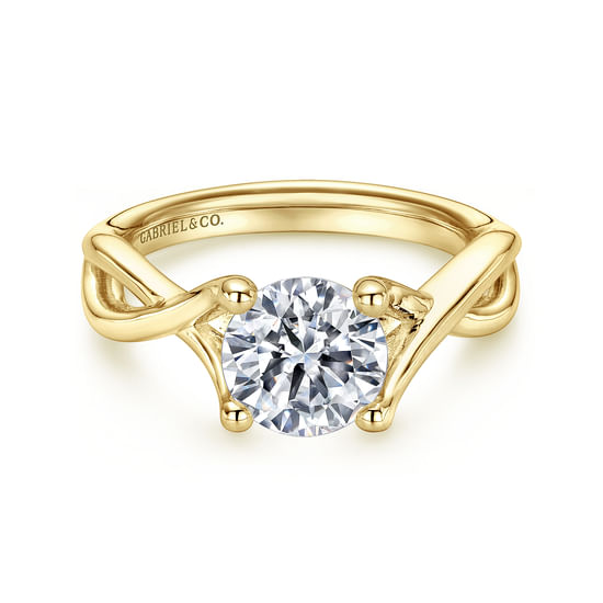 Gabriel - 14K Yellow Gold Round Diamond Twisted Engagement Ring