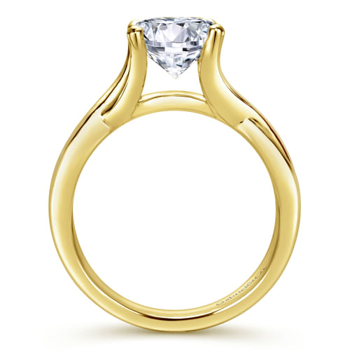 14K Yellow Gold Round Diamond Twisted Engagement Ring