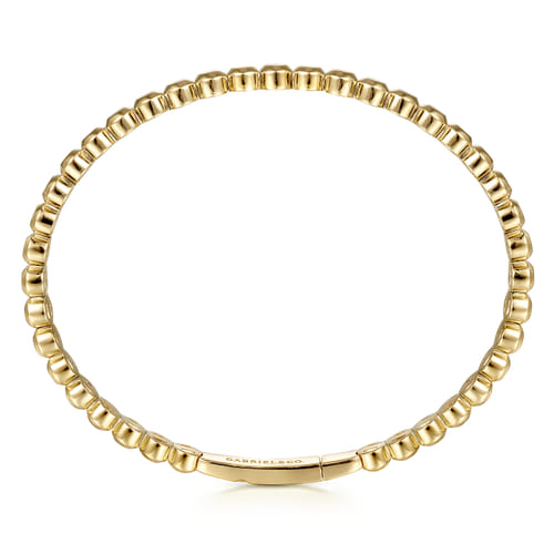 14K Yellow Gold Round Disk Pattern Cuff Bracelet