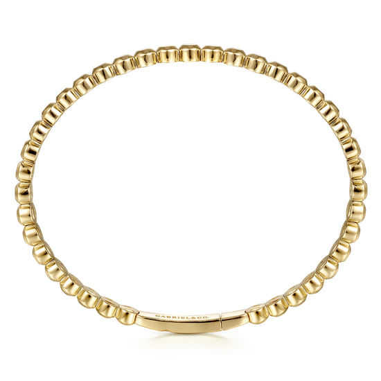 14K Yellow Gold Round Disk Pattern Cuff Bracelet angle 3