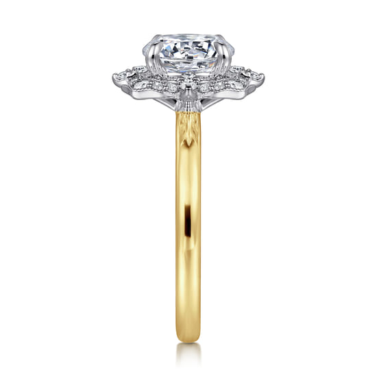 14K Yellow Gold Round Double Halo Diamond Engagement Ring angle 5