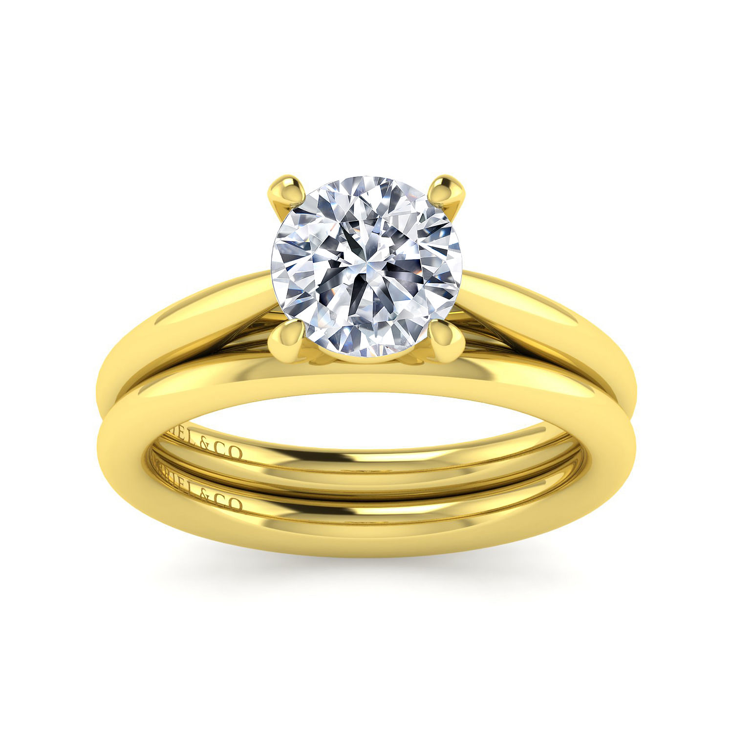 14K Yellow Gold Round Engagement Ring