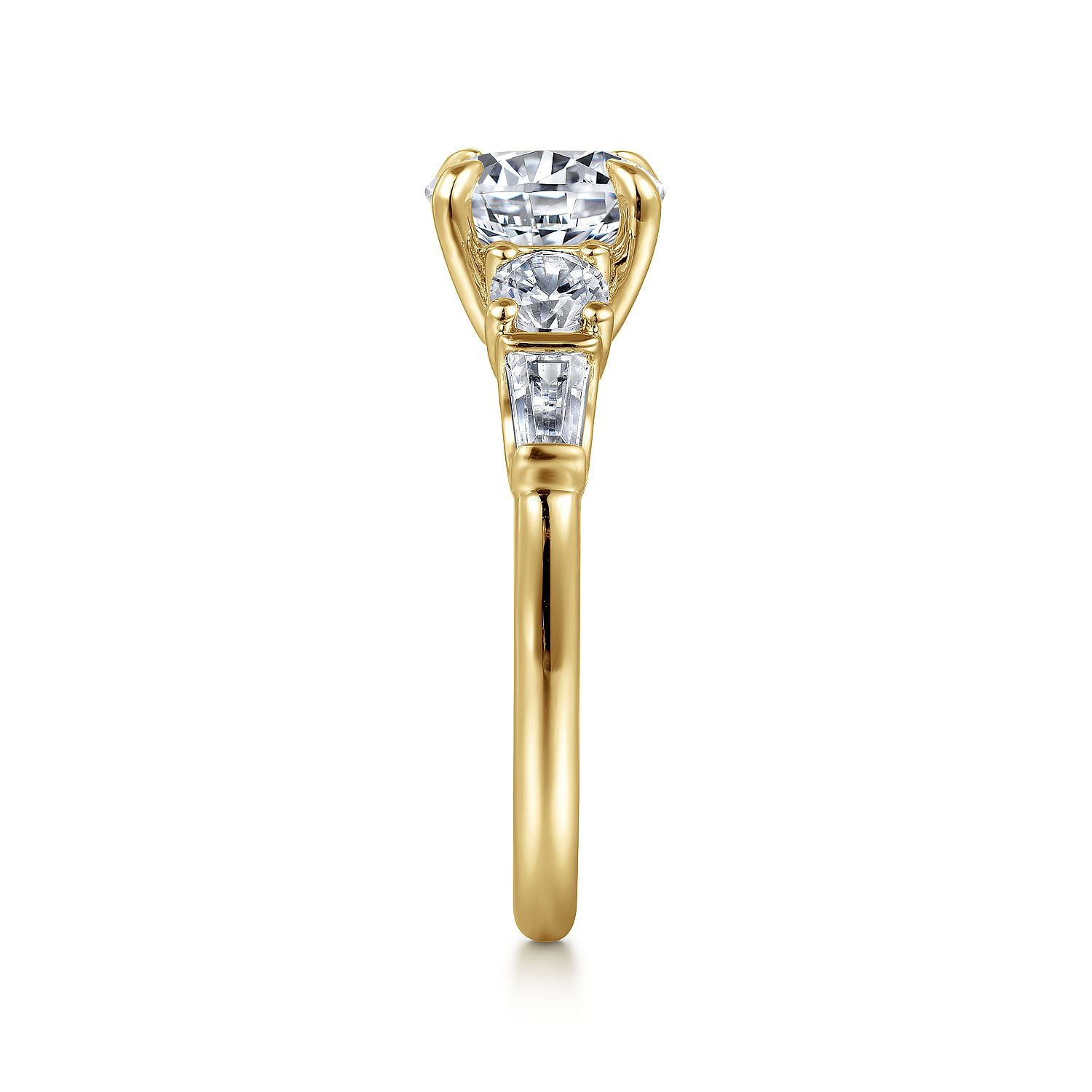 14K Yellow Gold Round Five Stone Diamond Engagement Ring