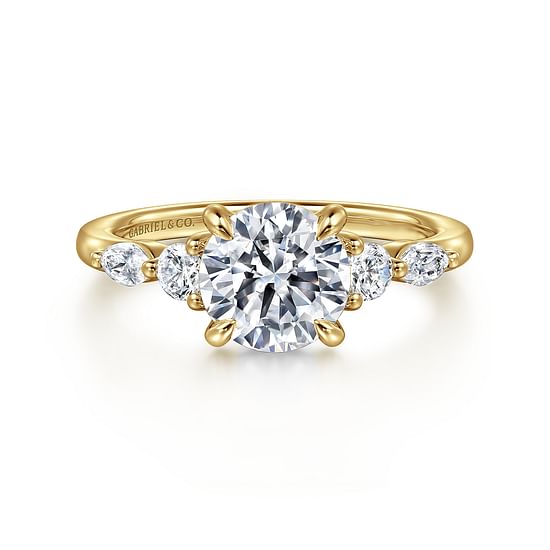 Gabriel - 14K Yellow Gold Round Five Stone Diamond Engagement Ring