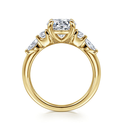 14K Yellow Gold Round Five Stone Diamond Engagement Ring