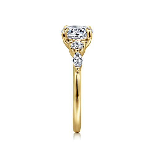 14K Yellow Gold Round Five Stone Diamond Engagement Ring