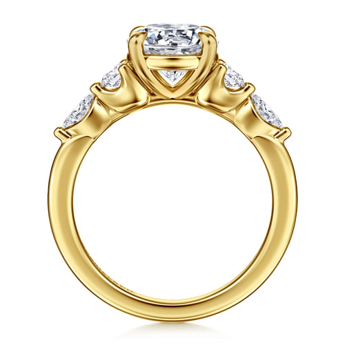 14K Yellow Gold Round Five Stone Diamond Engagement Ring